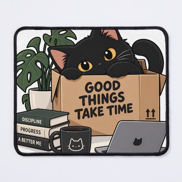 Item preview, Good Things Take Time Black Cat Box Sticker designed and sold by GenZStickerHub1.