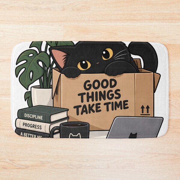 Item preview, Good Things Take Time Black Cat Box Sticker designed and sold by GenZStickerHub1.