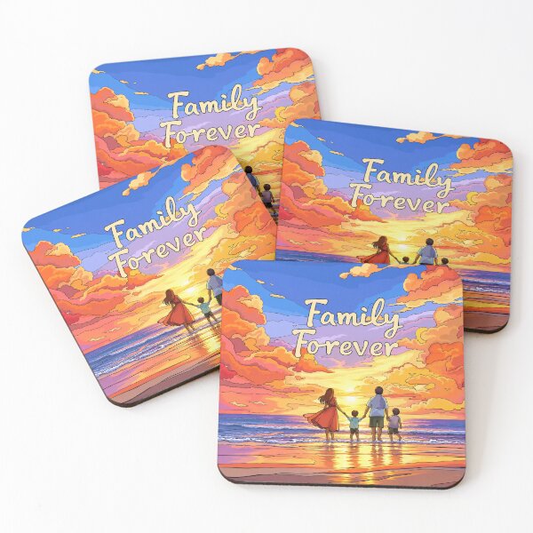 Item preview, Family Forever Sunset Beach | Loving Family Wall Art | Heartwarming Coastal Illustration designed and sold by GarnerSupplyCo.