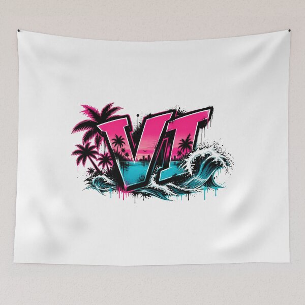 Item preview, Vice City VI Graffiti Neon Beach Waves - GTA 6 designed and sold by UrbaneVibeCo.