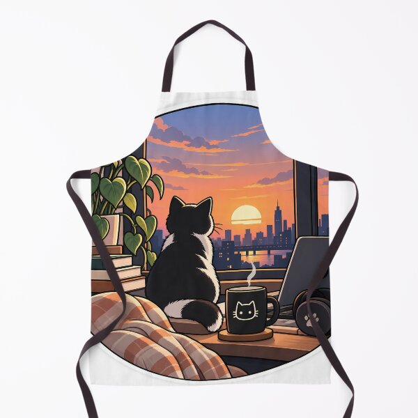 Item preview, Cozy Cat Watching City Sunset Aesthetic Sticker designed and sold by GenZStickerHub1.