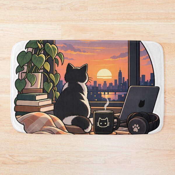 Item preview, Cozy Cat Watching City Sunset Aesthetic Sticker designed and sold by GenZStickerHub1.