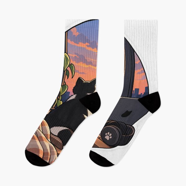 Item preview, Cozy Cat Watching City Sunset Aesthetic Sticker designed and sold by GenZStickerHub1.