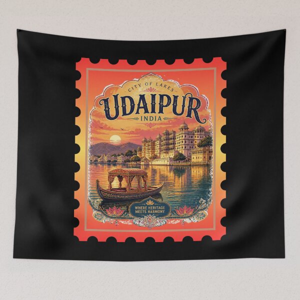 Item preview,  Udaipur Rajasthan India Travel Souvenir | City of Lakes Heritage Lake Pchola Graphicver 8 designed and sold by mndesignworx.