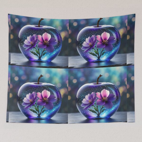 Item preview, Enchanted Glass Apple - Surreal Floral & Butterfly 3D Art designed and sold by Shahid1234.
