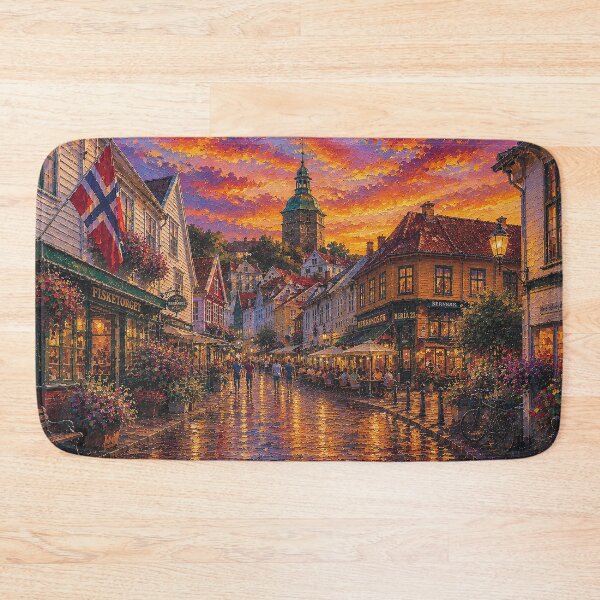 Item preview, Stavanger by night, Norway – a painting of a summer day in this beautiful Scandinavian city. designed and sold by GalleryKauffeld.