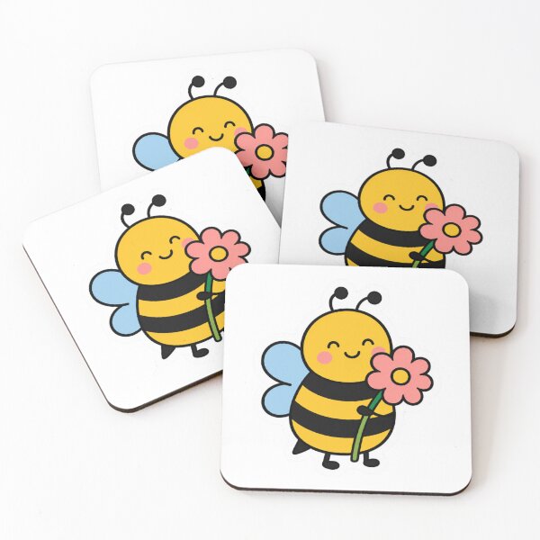 Item preview, Cute Kawaii Bumblebee Holding Pink Flower designed and sold by Vision Crafted.