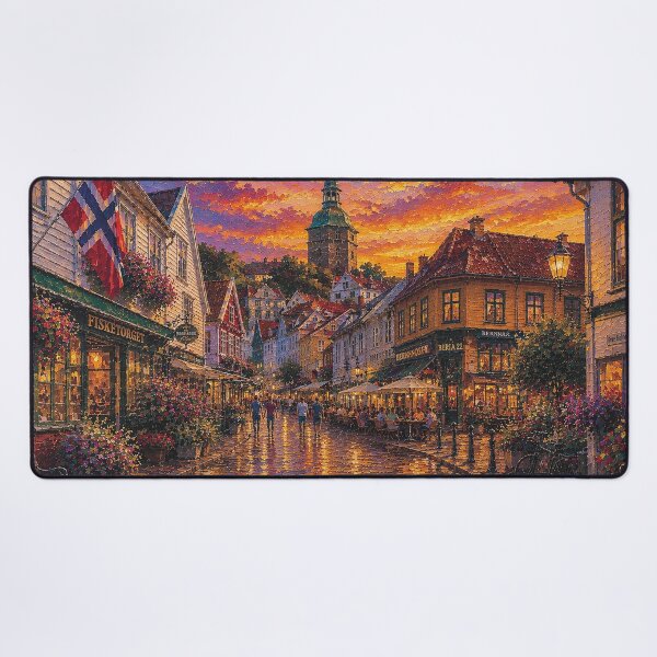 Item preview, Stavanger by night, Norway – a painting of a summer day in this beautiful Scandinavian city. designed and sold by GalleryKauffeld.