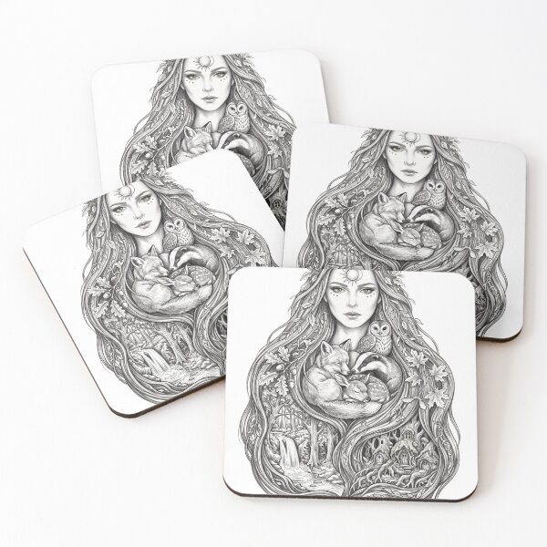 Item preview, Mystical Forest Goddess – Woodland Animals & Nature Fantasy Art designed and sold by Oddly Relatable.