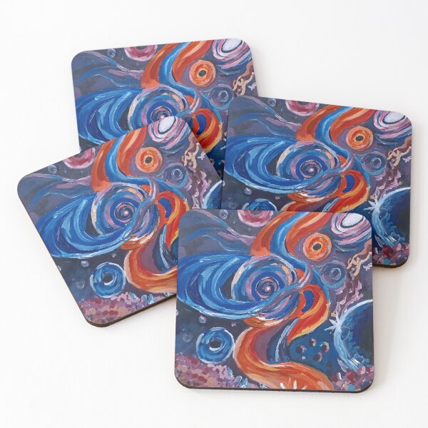 Item preview, Abstract Blue & Orange Ocean Wave Comforter and Shower Curtain – Vibrant Artistic Floral Design. designed and sold by fbtrisha.