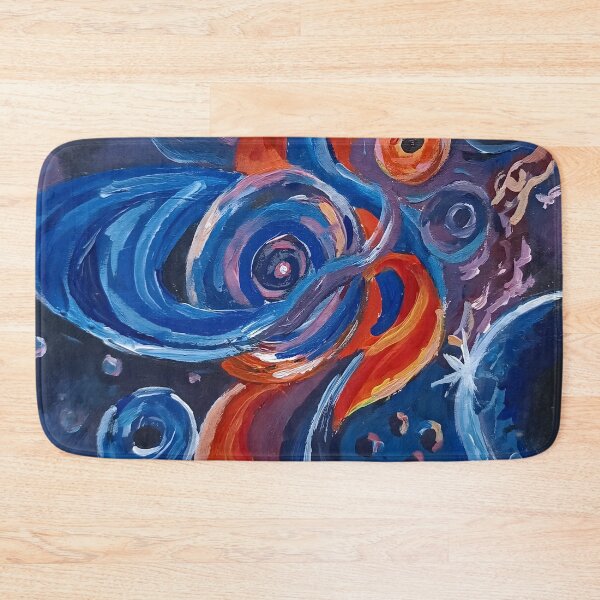 Item preview, Abstract Blue & Orange Ocean Wave Comforter and Shower Curtain – Vibrant Artistic Floral Design. designed and sold by fbtrisha.