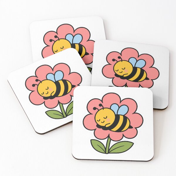 Item preview, Cute Sleeping Kawaii Bee on Pink Flower designed and sold by Vision Crafted.