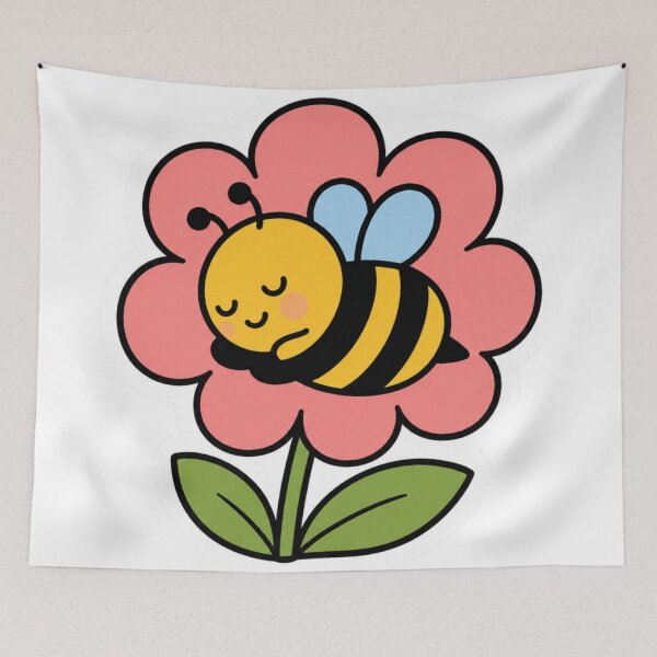 Item preview, Cute Sleeping Kawaii Bee on Pink Flower designed and sold by Vision Crafted.