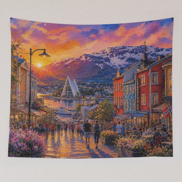 Item preview, A painting of Tromsø, Norway – A Beautiful city in Scandinavia. designed and sold by GalleryKauffeld.