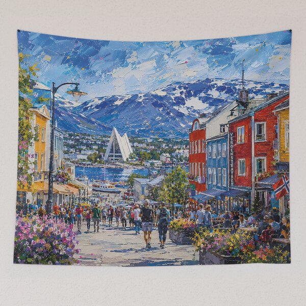 Item preview, Tromsø, Norway – a painting of a summer day in this beautiful Scandinavian city. designed and sold by GalleryKauffeld.