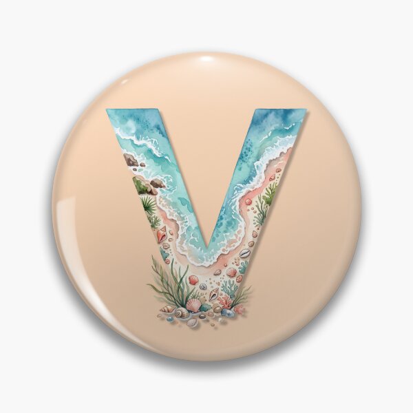 Item preview, Coastal Initial V with Beach Coast – Seaside Monogram Design designed and sold by Sea Gem.