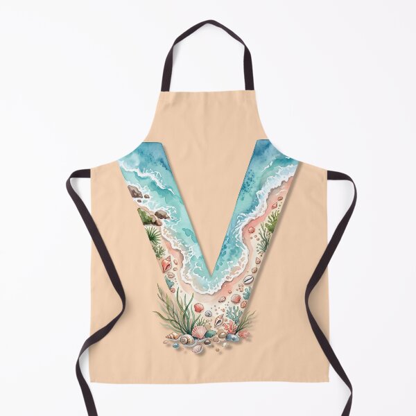 Item preview, Coastal Initial V with Beach Coast – Seaside Monogram Design designed and sold by Sea Gem.