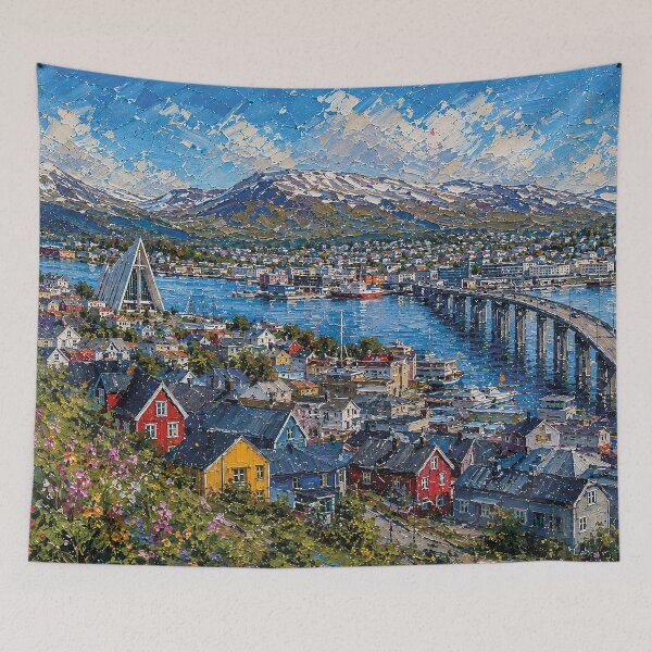 Item preview, Tromsø, Norway – a painting of a summer day in this beautiful Scandinavian city. designed and sold by GalleryKauffeld.