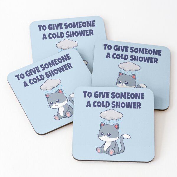 Item preview, To Give Someone a Cold Shower – Funny Cat Pun & English Idiom Humor designed and sold by WordPlayStudio.