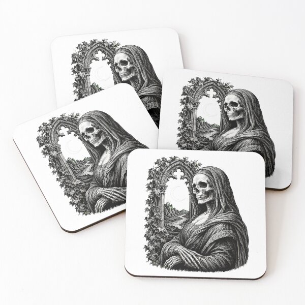 Item preview, Gothic Skeleton Mona Lisa Dark Academia Macabre Portrait designed and sold by chattsuede.