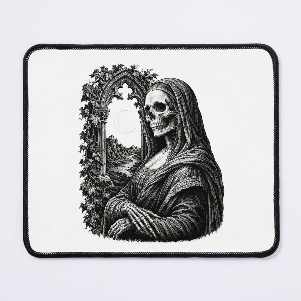 Item preview, Gothic Skeleton Mona Lisa Dark Academia Macabre Portrait designed and sold by chattsuede.
