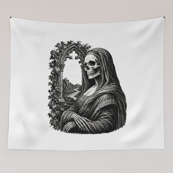 Item preview, Gothic Skeleton Mona Lisa Dark Academia Macabre Portrait designed and sold by chattsuede.