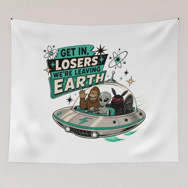 Item preview, Leaving Earth Flying Saucer Cryptid Space Roadtrip designed and sold by chattsuede.