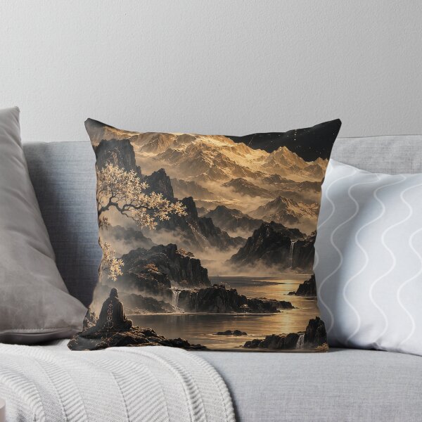 Item preview, Mystical Mountain Meditation Art – Golden Moon Celestial Spiritual Landscape designed and sold by SacredLensV.
