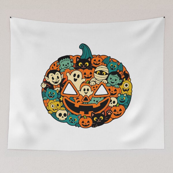 Item preview, Spooky Pumpkin Monster Collage Halloween Character Group designed and sold by chattsuede.