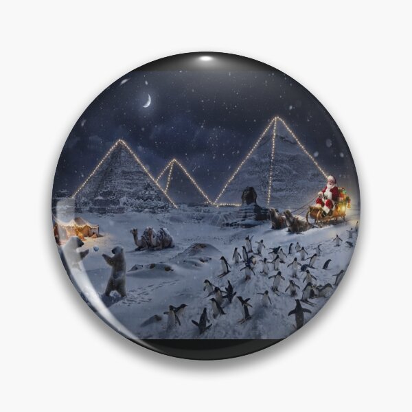 Item preview, Santa and Penguins at Snowy Pyramids Christmas Art designed and sold by AfresStudio.