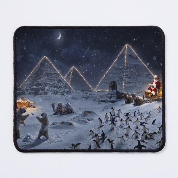 Item preview, Santa and Penguins at Snowy Pyramids Christmas Art designed and sold by AfresStudio.