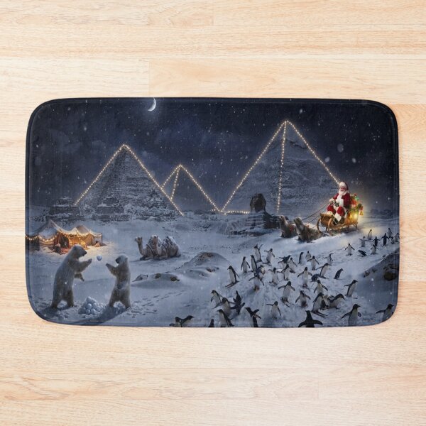 Item preview, Santa and Penguins at Snowy Pyramids Christmas Art designed and sold by AfresStudio.