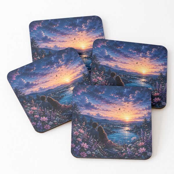 Item preview, Starry Night Couple - Magical Twilight River and Wildflowers Art designed and sold by Azmatdesigner.