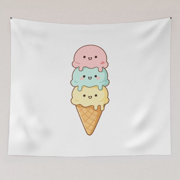 Item preview, Cute Kawaii Ice Cream – Cake Triple Scoop Dessert designed and sold by AliveStyle.