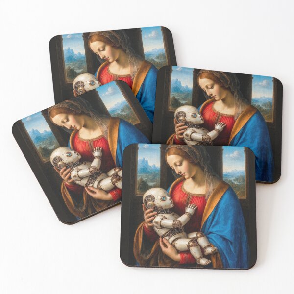 Item preview, Born to Save Humanity Renaissance AI Robot Madonna Canvas Art designed and sold by DMarquiseArt.