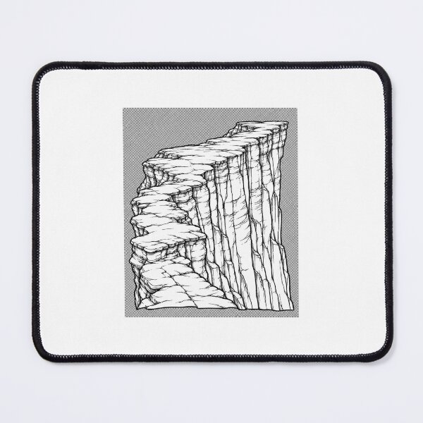 Item preview, Edge of the World Saudi Arabia | Jebel Fihrayn Desert Cliff | Black and White Line Art designed and sold by DesertInkArt.