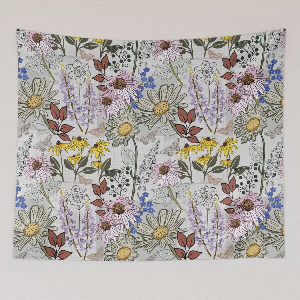 Item preview, Hand Drawn Colorful Wildflower Collage designed and sold by AlliJay Designs.