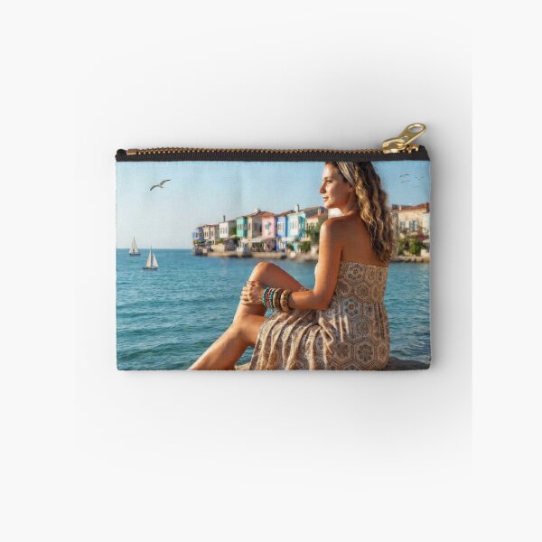 Item preview, Aegean Sea Coastal Town Boho Woman Art designed and sold by AfresStudio.