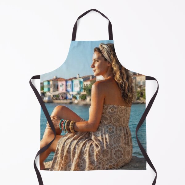 Item preview, Aegean Sea Coastal Town Boho Woman Art designed and sold by AfresStudio.