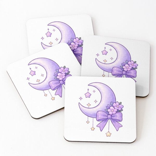 Item preview, Dreamy Lavender Moon with Flowers and Stars Sticker designed and sold by Kiralemon.