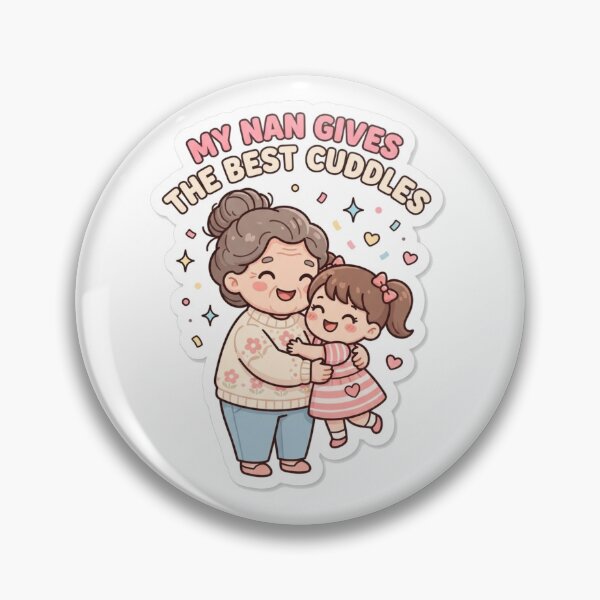 Item preview, My Nan Gives The Best Cuddles Sticker – Kawaii Grandma & Granddaughter Hug Illustration designed and sold by HOODYBUDSTYLES.