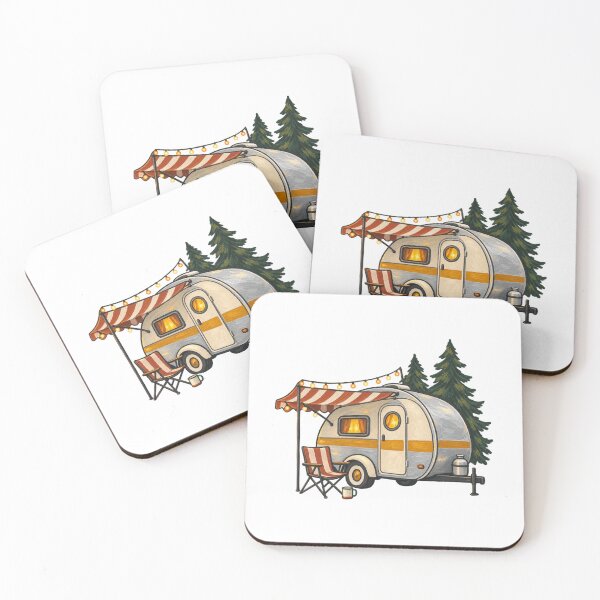 Item preview, Vintage Teardrop Camper With String Lights designed and sold by eignvalue.