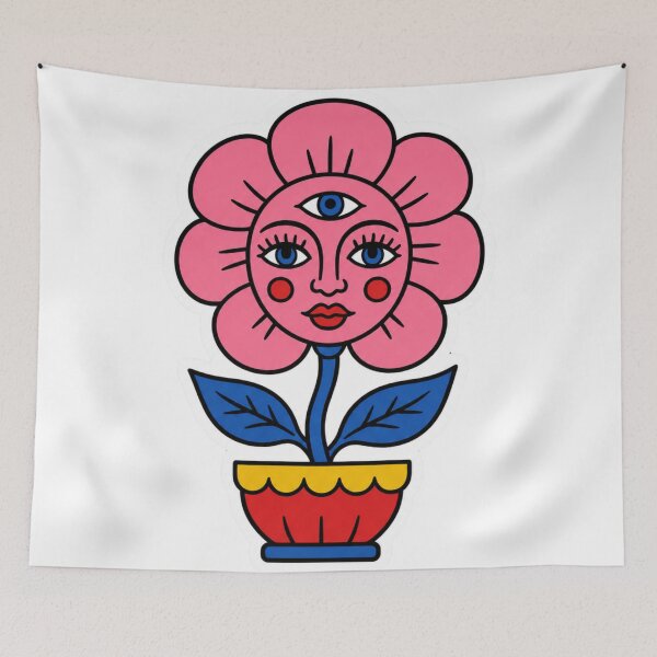 Item preview, Retro Psychedelic Flower Face Third Eye Surreal Art designed and sold by Vision Crafted.