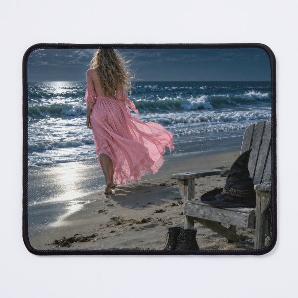 Item preview, Witch Wearing a Pink Dress Walking on a Beach designed and sold by Maria Dryfhout.