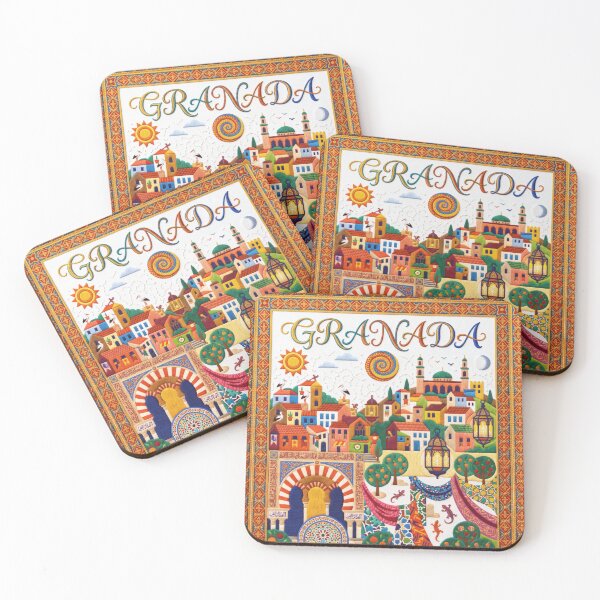 Item preview, Granada Spain Embroidered Travel Art - Moorish Architecture & Albaicin Stitched Poste designed and sold by Witsprings.