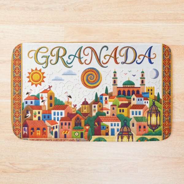 Item preview, Granada Spain Embroidered Travel Art - Moorish Architecture & Albaicin Stitched Poste designed and sold by Witsprings.