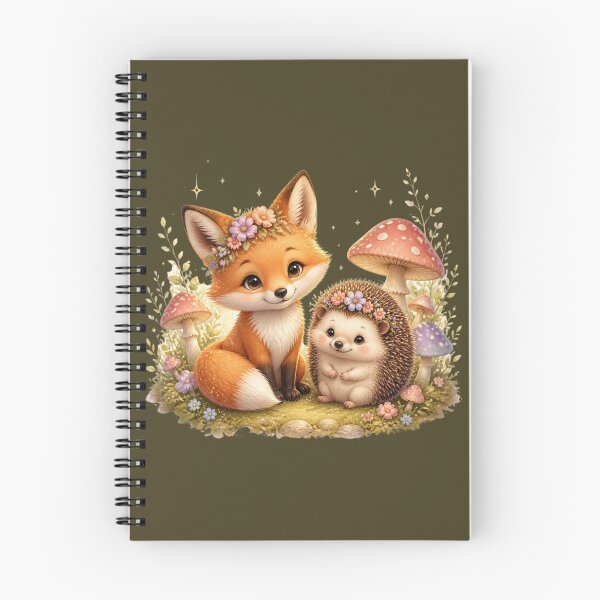 Item preview, Cute Woodland Fox and Hedgehog with Flowers and Mushrooms designed and sold by All About DigiCraft by Fedelina.