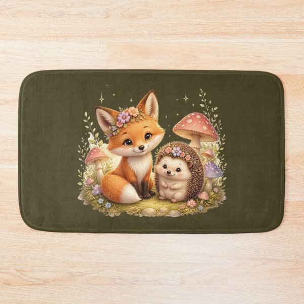 Item preview, Cute Woodland Fox and Hedgehog with Flowers and Mushrooms designed and sold by All About DigiCraft by Fedelina.