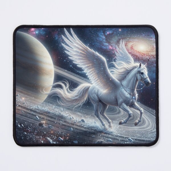 Item preview, Cosmic Pegasus Galloping on Saturn Rings Space Art designed and sold by AfresStudio.