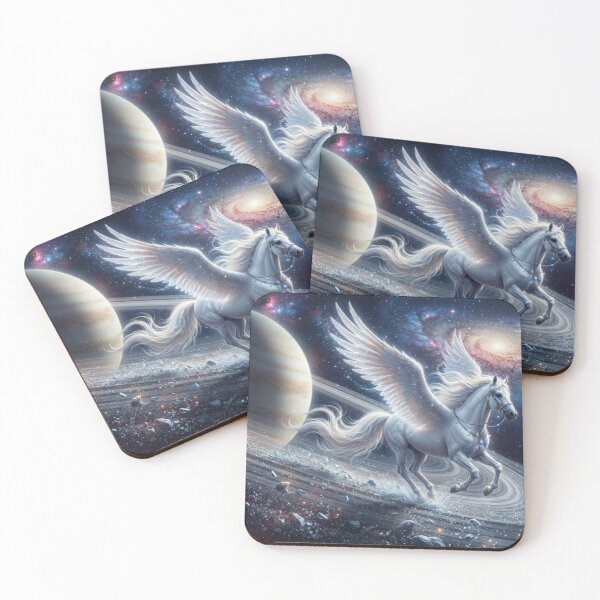 Item preview, Cosmic Pegasus Galloping on Saturn Rings Space Art designed and sold by AfresStudio.